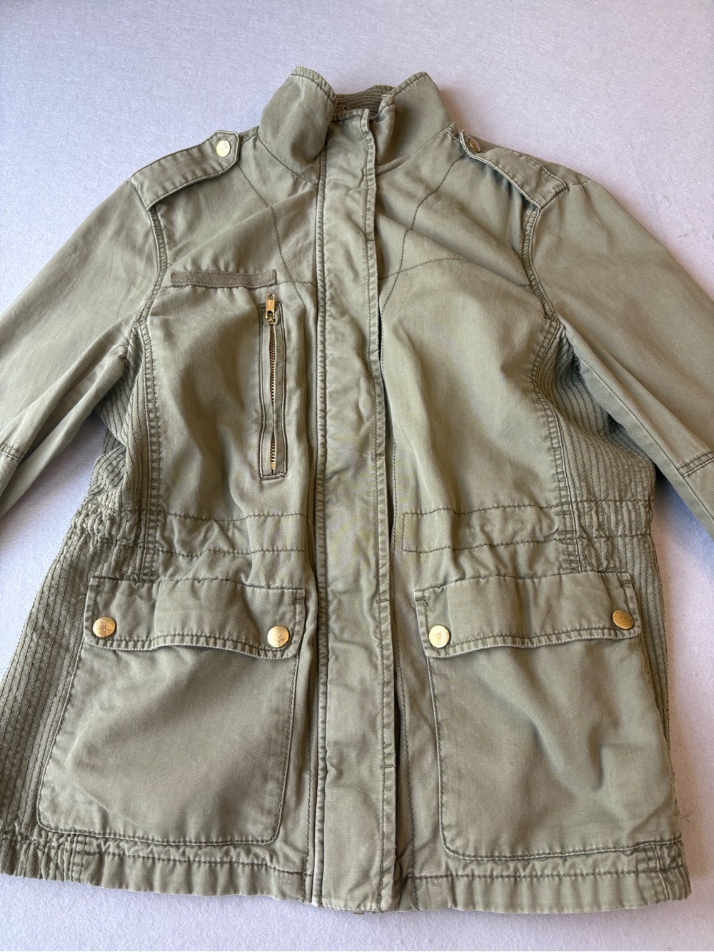 H&M Women’s Olive Utility Military Style Cotton Jacket Field Coat Sz 8 - Picture 5 of 8